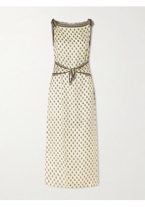 DÔEN - Amorette Paisley-print Silk-blend Twill Midi Dress - Yellow - xx small,x small,small,medium,large,x large,xx large