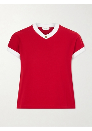 Versace - Embellished Cotton-blend Jersey T-shirt - Red - IT36,IT38,IT40,IT42,IT44,IT46,IT48,IT50
