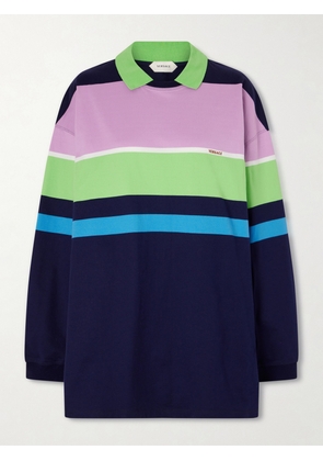 Versace - Embroidered Striped Cotton-jersey Sweater - Multi - IT36,IT38,IT40,IT42,IT44,IT46,IT48