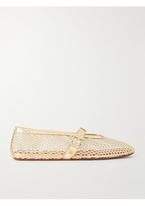 Alaïa - Metallic Leather-trimmed Mesh Ballet Flats - Gold - IT35,IT36,IT36.5,IT37,IT37.5,IT38,IT38.5,IT39,IT39.5,IT40,IT40.5,IT41,IT41.5,IT42