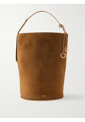 Alaïa - Hip Large Logo-detailed Leather-trimmed Suede Bucket Bag - Green - One size