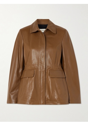 Nour Hammour - Wells Gathered Leather Jacket - Brown - FR 34,FR 36,FR 38,FR 40,FR 42,FR 44