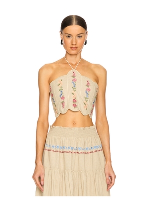 Agua Bendita Serenity Blush Halter Top in Tan. Size L. Also in M.