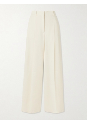 Theory - Pleated Crepe Wide-leg Pants - Off-white - US00,US0,US2,US4,US6,US8,US10,US12