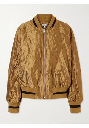LOEWE - Anagram Crinkled Satin-twill Bomber Jacket - Gold - FR 32,FR 34,FR 36,FR 38,FR 40,FR 42,FR 44