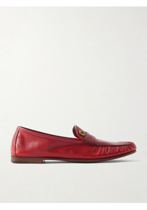 Versace - Embellished Leather Loafers - Red - IT36,IT36.5,IT37,IT37.5,IT38,IT38.5,IT39,IT39.5,IT40,IT40.5,IT41