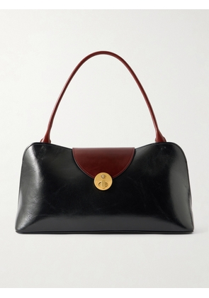 Versace - Vivian Medium Two-tone Textured-leather Shoulder Bag - Black - One size