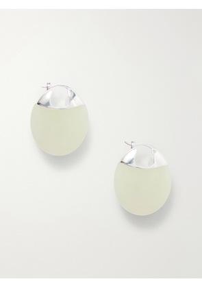 LIÉ STUDIO - The Erin Silver And Serpentine Hoop Earrings - Green - One size