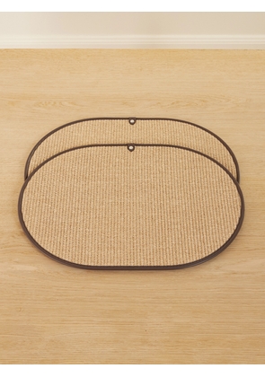 Brunello Cucinelli - Set Of Two Leather-trimmed Woven Raffia Napkins - Brown - One size