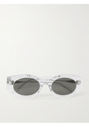 Alaïa - Lettering Round-frame Acetate Sunglasses - Neutrals - One size