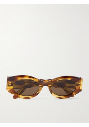 Alaïa - Lettering Round-frame Tortoiseshell Acetate Sunglasses - Yellow - One size