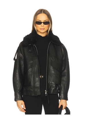 AGOLDE Avril Leather Jacket in Black. Size XL. Also in L.