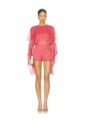 Bardot Carson Ruffle Playsuit in Rose. Size 10. Also in 2, 8.