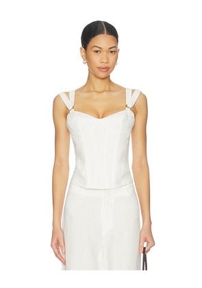 Bardot Serafina Linen Corset Top in Ivory. Size 10. Also in 4, 2, 6, 8, 12.