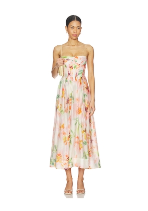 Bardot Lola Corset Midi Dress in Pink. Size 10. Also in 4, 2, 6, 8, 12.