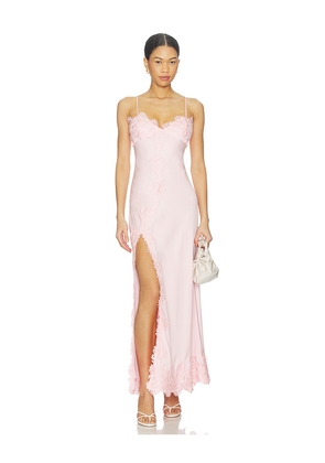 Bardot Alerie Lace Satin Maxi Dress in Pink. Size 10. Also in 4, 2, 6, 8, 12.