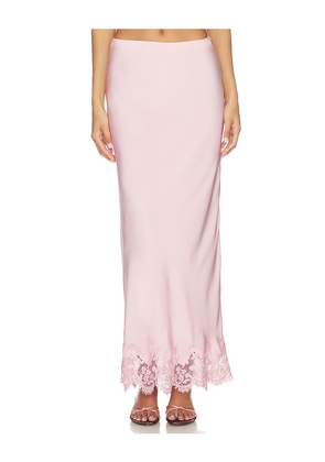 Bardot Elisan Lace Satin Midi Skirt in Pink. Size 10. Also in 4, 2, 6, 8, 12.