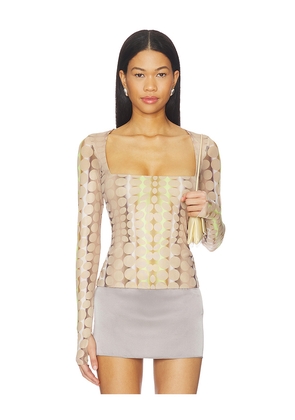 AFRM Ines Top in Tan,Green. Size 1X. Also in S, XXS, XS, M, L, XL, XXL, 2X, 3X.