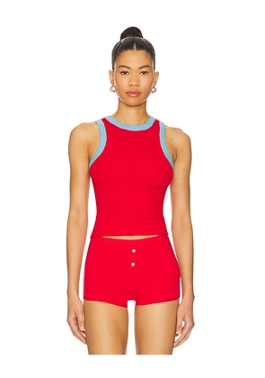 Frankies Bikinis Cuddle Ribbed Knit Tank in Red. Size XXS. Also in XS, XL.