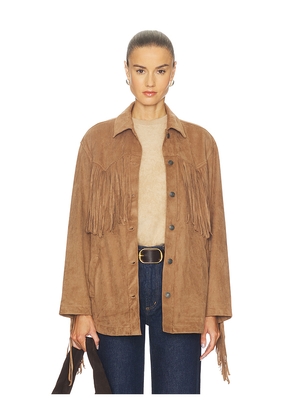 Free People x REVOLVE Fringe Out Faux Suede Shacket in Tan. Size S. Also in M.