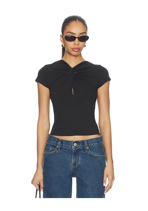 GRLFRND Keyhole Twist Short Sleeve Tee in Black. Size L. Also in XXS, XS, S, M, XL.