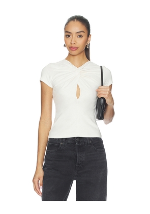 GRLFRND Keyhole Twist Short Sleeve Tee in Ivory. Size L. Also in XXS, XS, S, M, XL.