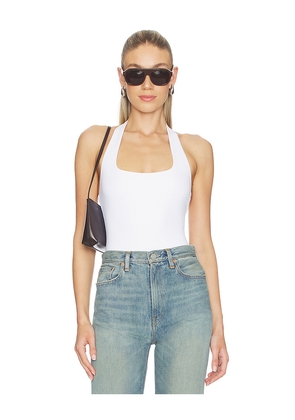 Good American Scuba Halter Square Neck Bodysuit in White. Size L. Also in XS, S, M.