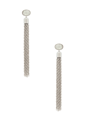 LELET NY Charlotte Tassel Earrings in Metallic Silver.