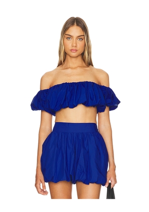 Susana Monaco Puff Sleeve Crop Top in Blue. Size XS. Also in S.