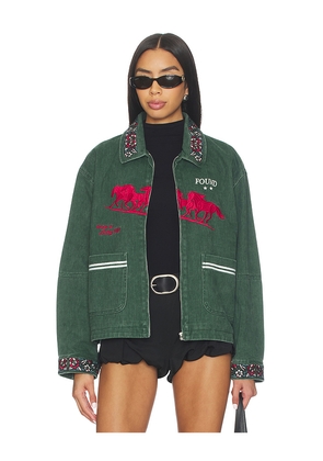 Found Jockey Club Embroidered Work Jacket in Dark Green. Size M. Also in S.