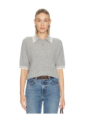 Soft Goat Striped Pique Top in Grey. Size L. Also in M, S, XL, XS.