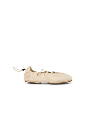 Polo Ralph Lauren Suede Ballerina Lace Up Sneaker in Tan. Size 10. Also in 6.5, 7, 7.5, 8, 8.5, 9.5.