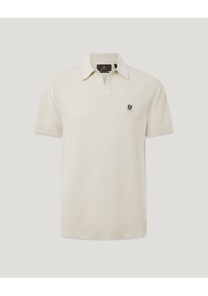 Belstaff Coast Knitted Polo Men's Cotton Silk Pique Silver Birch Size 2XL