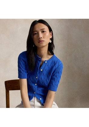Cable-Knit Cotton Short-Sleeve Cardigan