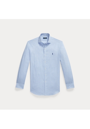 Custom Fit Houndstooth Linen-Blend Shirt