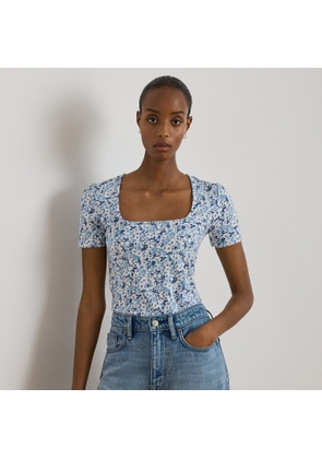 Floral Cotton Jersey Square-Neck Top