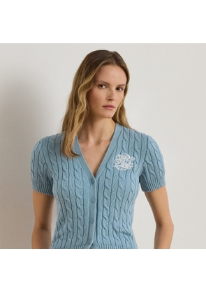 Cable-Knit Cotton Short-Sleeve Cardigan