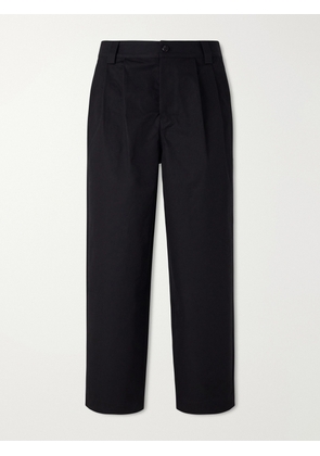 Aaron Levine - Straight-Leg Pleated Cotton-Canvas Trousers - Men - Black - UK/US 30