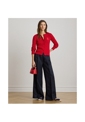Linen-Blend Twill Wide-Leg Trousers