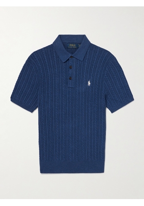 Polo Ralph Lauren - Logo-Embroidered Cable-Knit Cotton Polo Shirt - Men - Blue - S