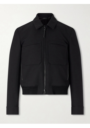 TOM FORD - Leather-Trimmed Wool and Silk-Blend Jacket - Men - Black - IT 46