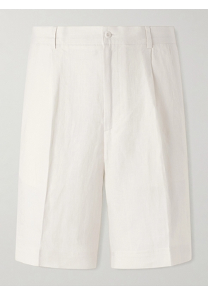 Rubinacci - Straight-Leg Pleated Cotton Shorts - Men - White - IT 44