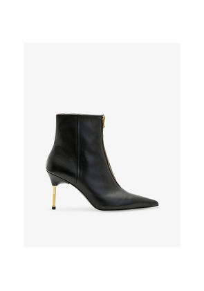 Womens Allsaints Natasha Zip-Up Heeled Leather Ankle Boots