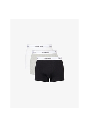 Mens Calvin Klein Icon Logo-Waistband Pack Of Three Stretch-Cotton Trunks