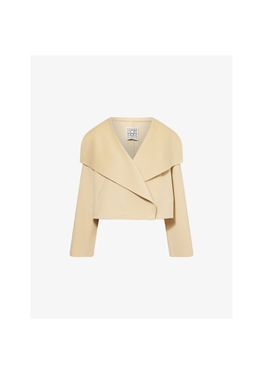 Womens Toteme Asymmetric-Hem Wide-Lapels Wool Jacket