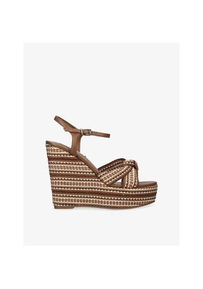 Womens Steve Madden Aztec Heeled Leather Wedge Sandals