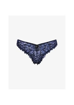 Womens Savage X Fenty Floral Brazilian Shimmer Corded Lace Briefs