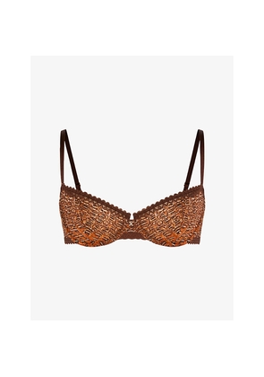 Womens Savage X Fenty Croc Crush Lace Unlined Balconette Bra