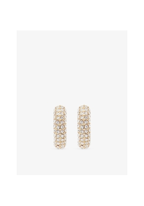 Womens Lisa Gozlan Crystal-Embellished 18ct Gold-Plated Brass Huggies