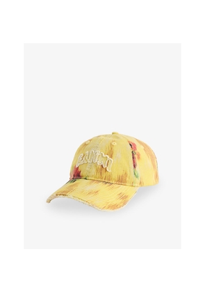 Womens Ganni Logo-Appliqued Dyed Cotton Cap